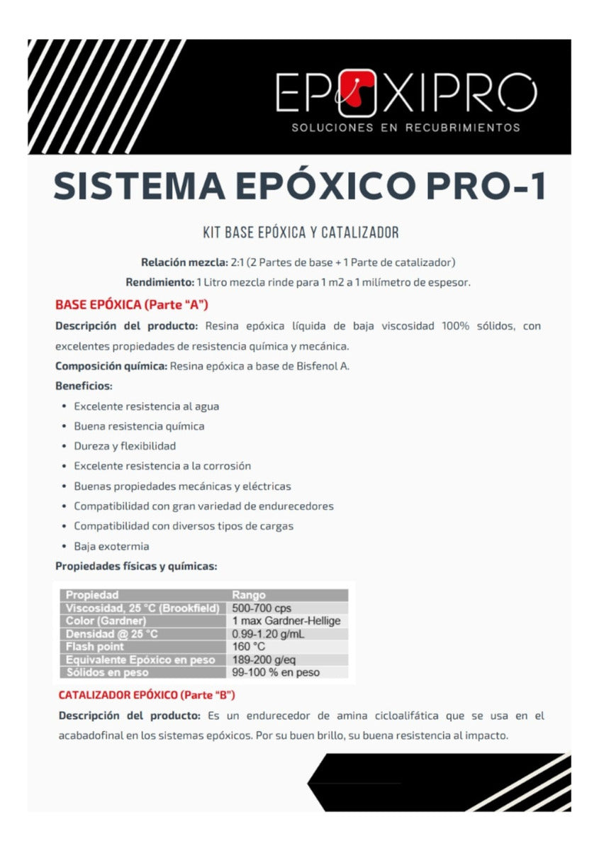 Resina Epóxica Pro-1 100% Solidos ( 3 L) - Epoxipro