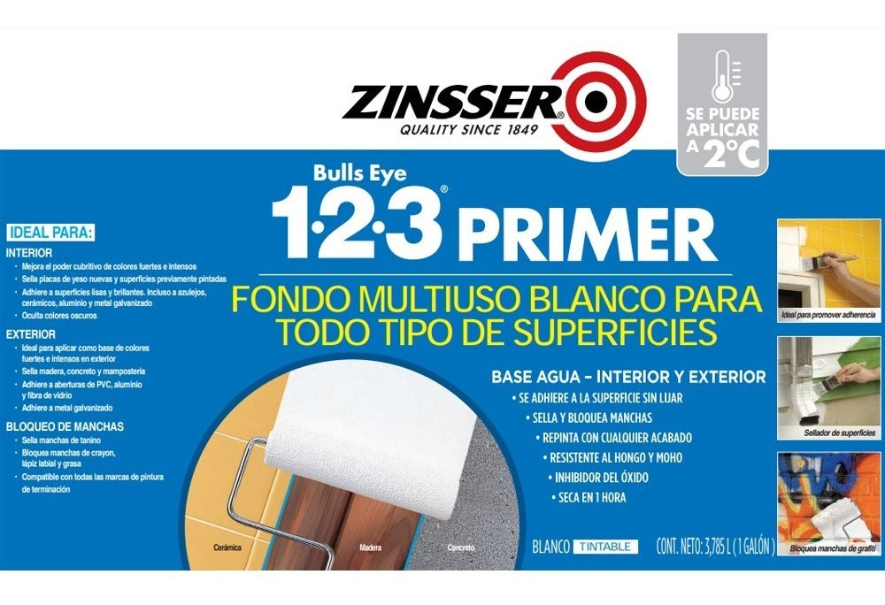 Primer 1.2.3. Zinsser (fondo Multiuso Base Agua) Galón 3.7 L