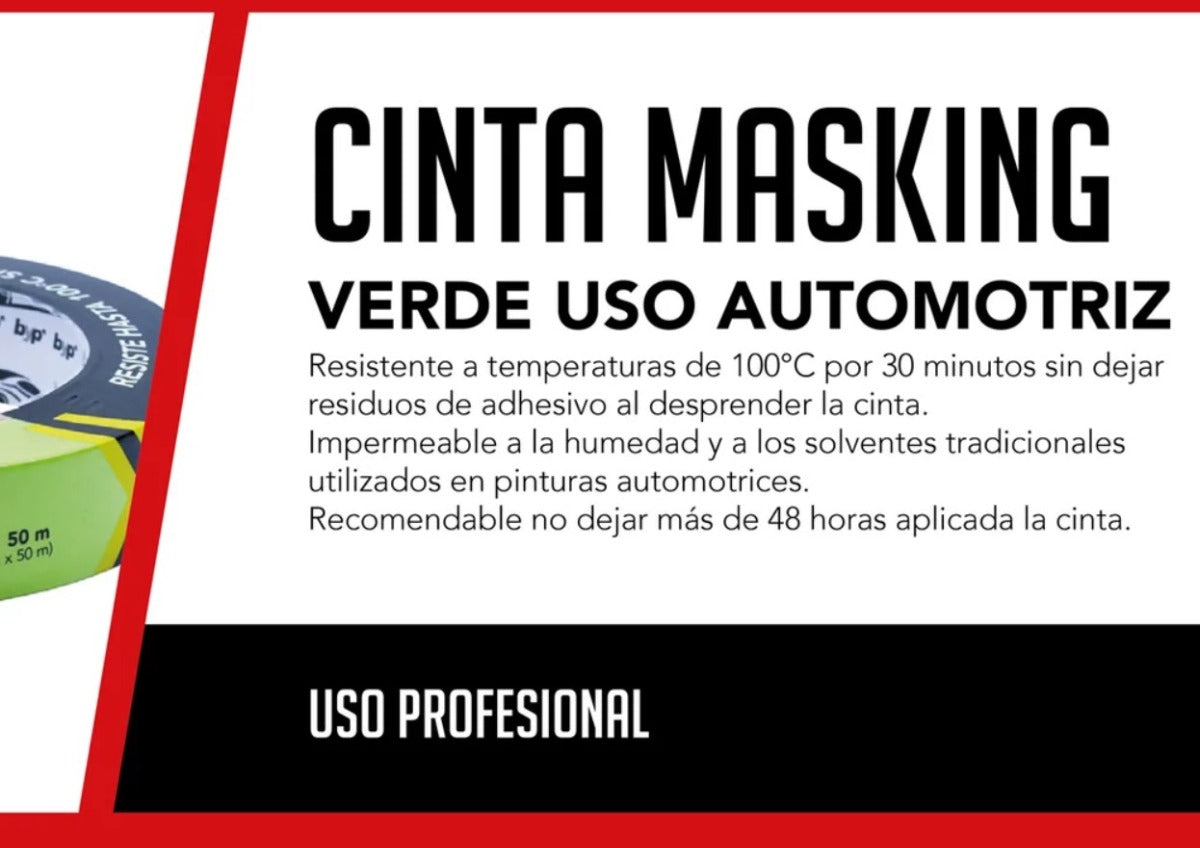 Cinta Masking Verde Para Uso Automotriz 3/4'' (byp)