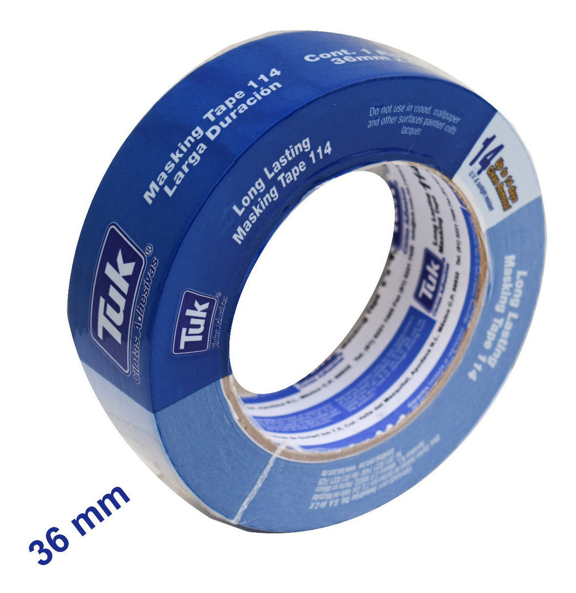 Cinta Azul Masking Tape 36mm- Tuk 114 (50 M) Larga Duración