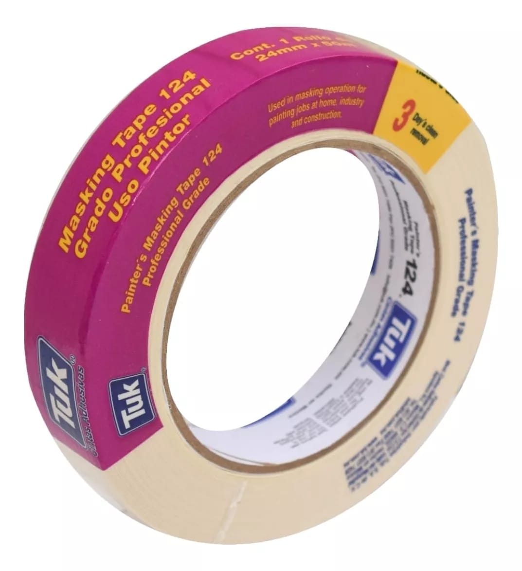 Cinta Masking Tape 24mm- Grado Profesional - Tuk 124 (50 M)