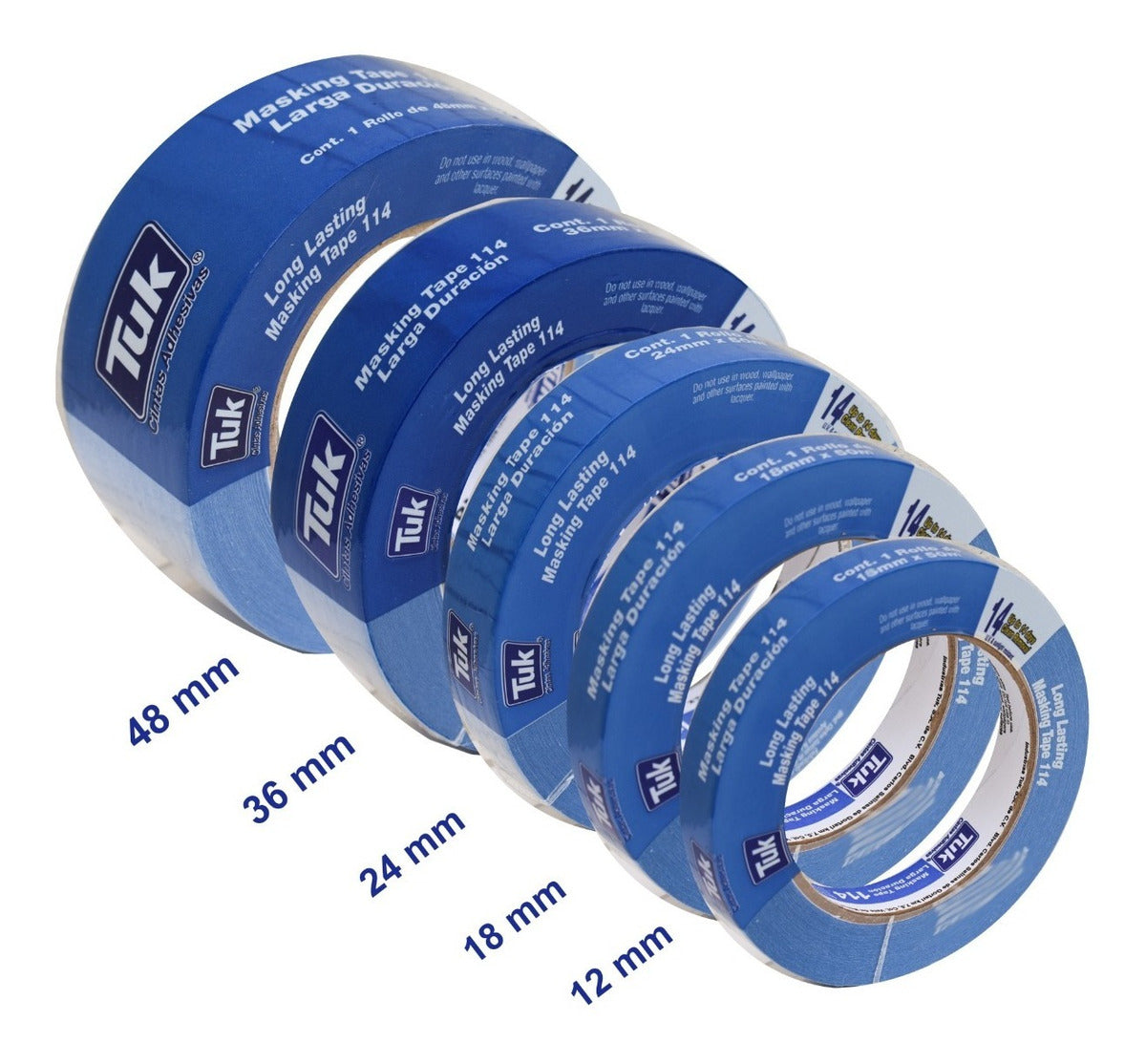 Pack 5 Cintas Masking Tape Azul (surtidas) - Tuk 114 Varios