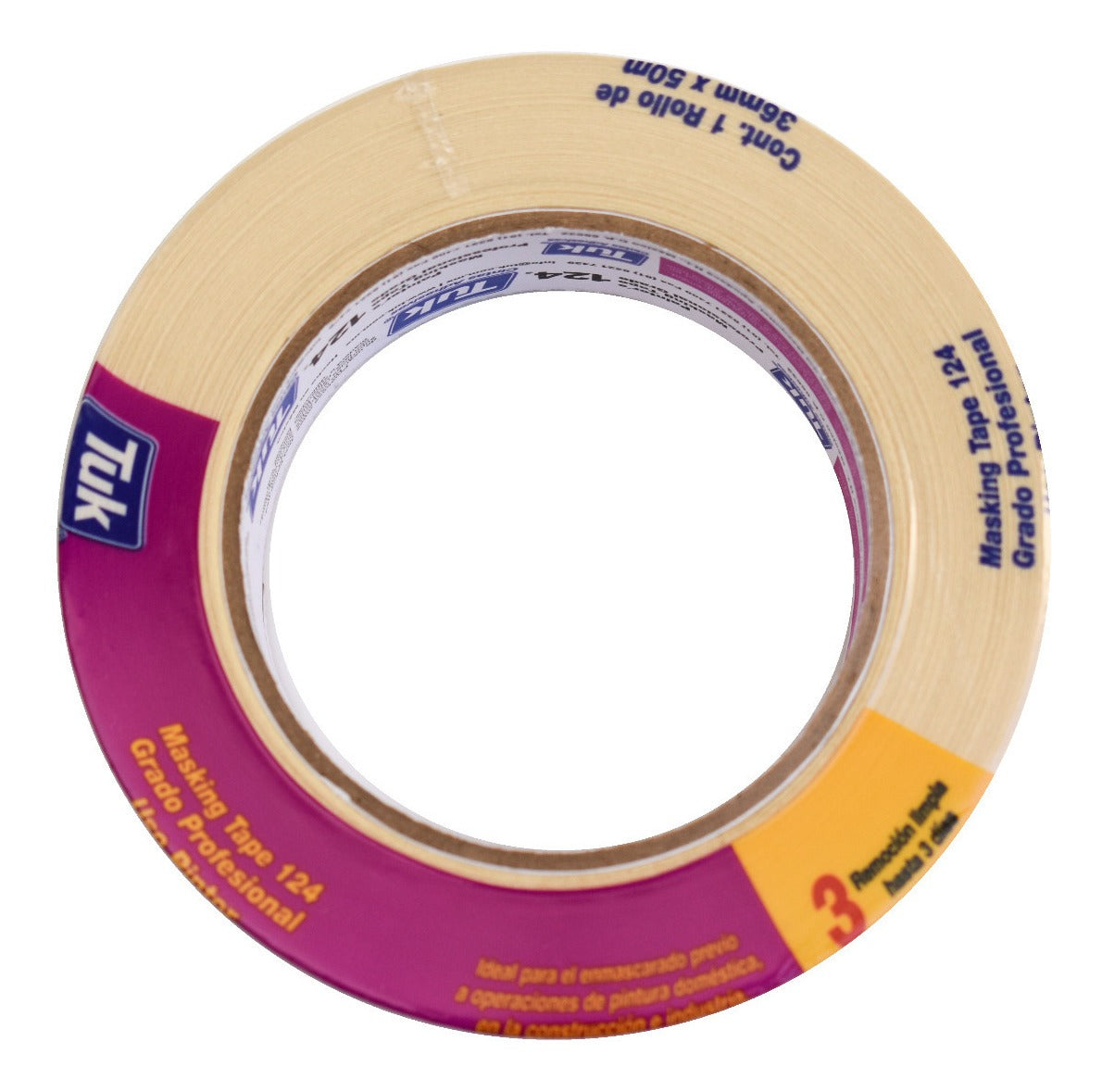 Cinta Masking Tape 36mm- Grado Profesional - Tuk 124 (50 M)