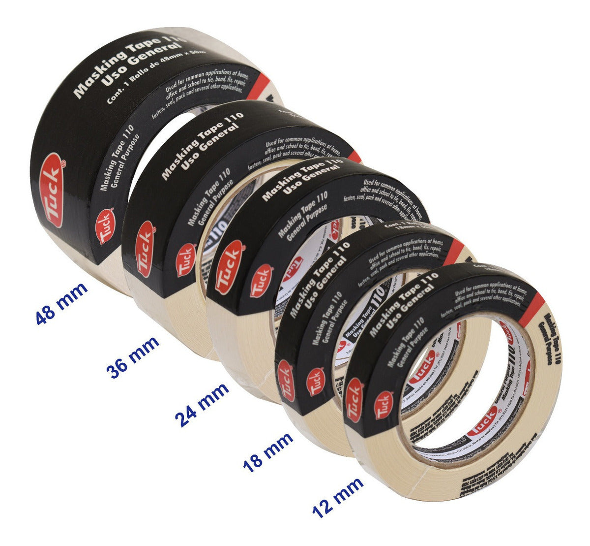 Pack 5 Cintas Masking Tape (surtidas) - Tuck 110 Uso General