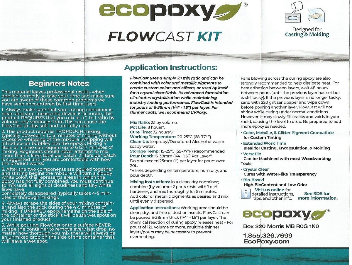 Kit Flow Cast 1.5 Lts (resina Para Vertidos Y Mesas) Ecopoxy