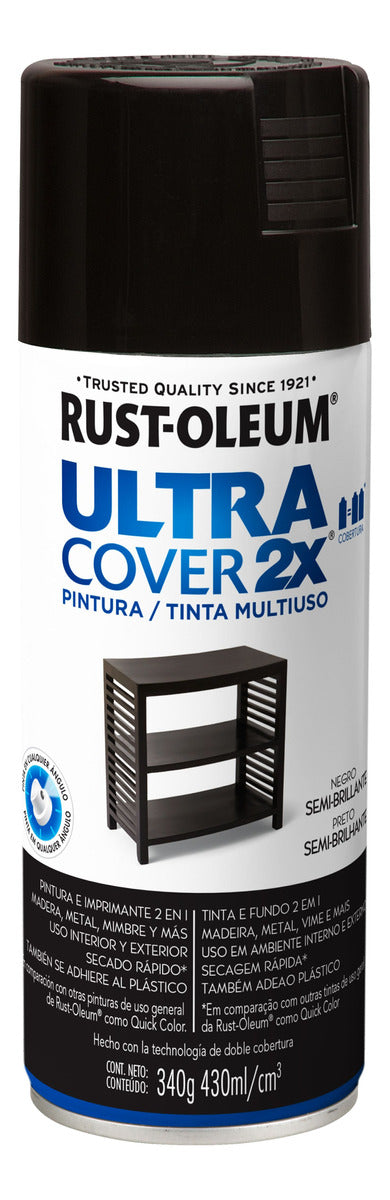 Pintura En Aerosol Ultra Cover 2x - Negro Semi Brillante