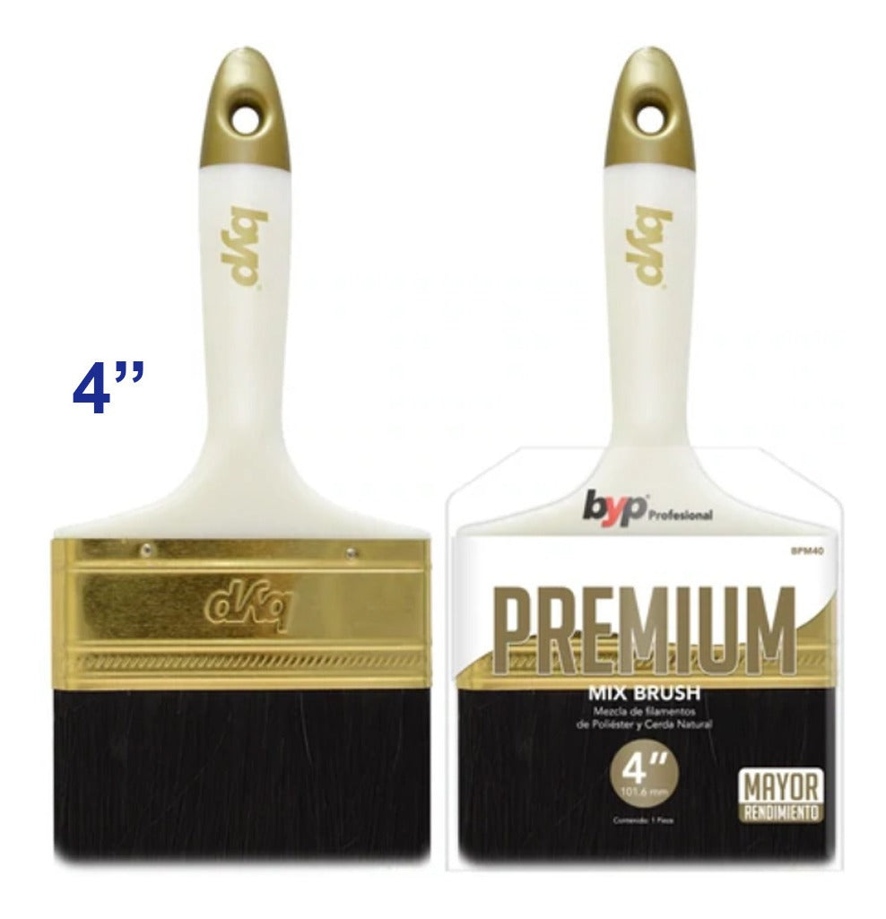 Brocha Premium 4'' - Byp (poliester Y Cerda Natural) 1 Pza