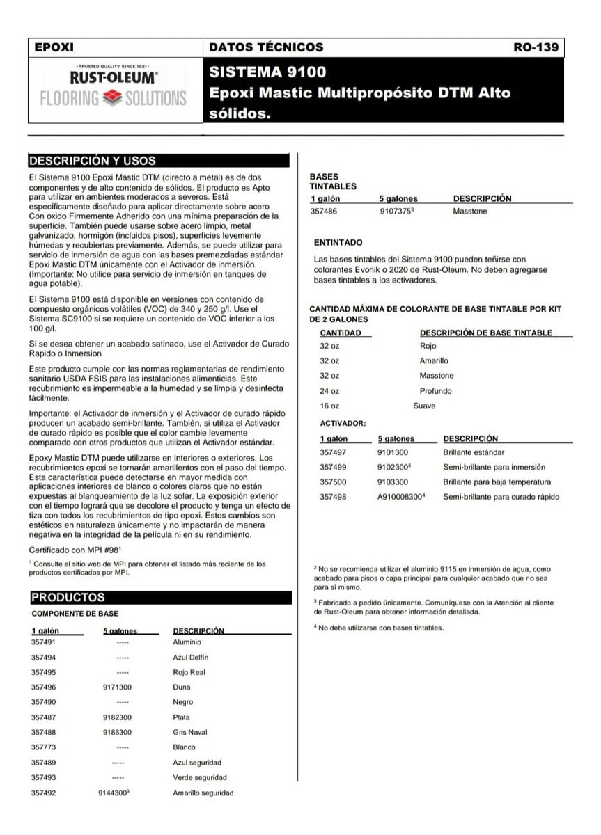 Base Transparente 9100 Dtm Epóxico Rust-oleum