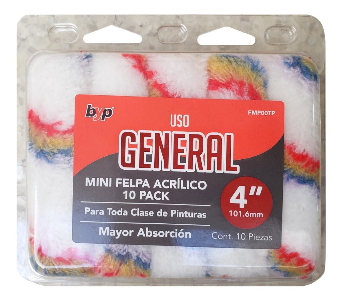 Felpa Acrilico Para Mini Rodillo 4 '' - Byp (pack 10 Piezas)