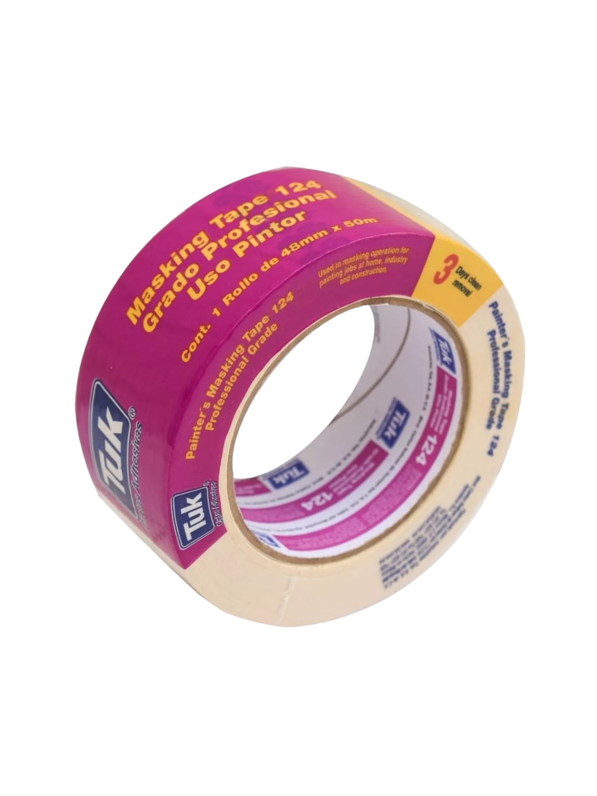 Cinta Masking Tape 48mm- Grado Profesional - Tuk 124 (50 M)