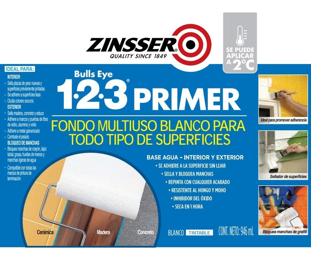 Primer 1.2.3 -zinsser (fondo Multiuso Base Agua) Lata 946 Ml