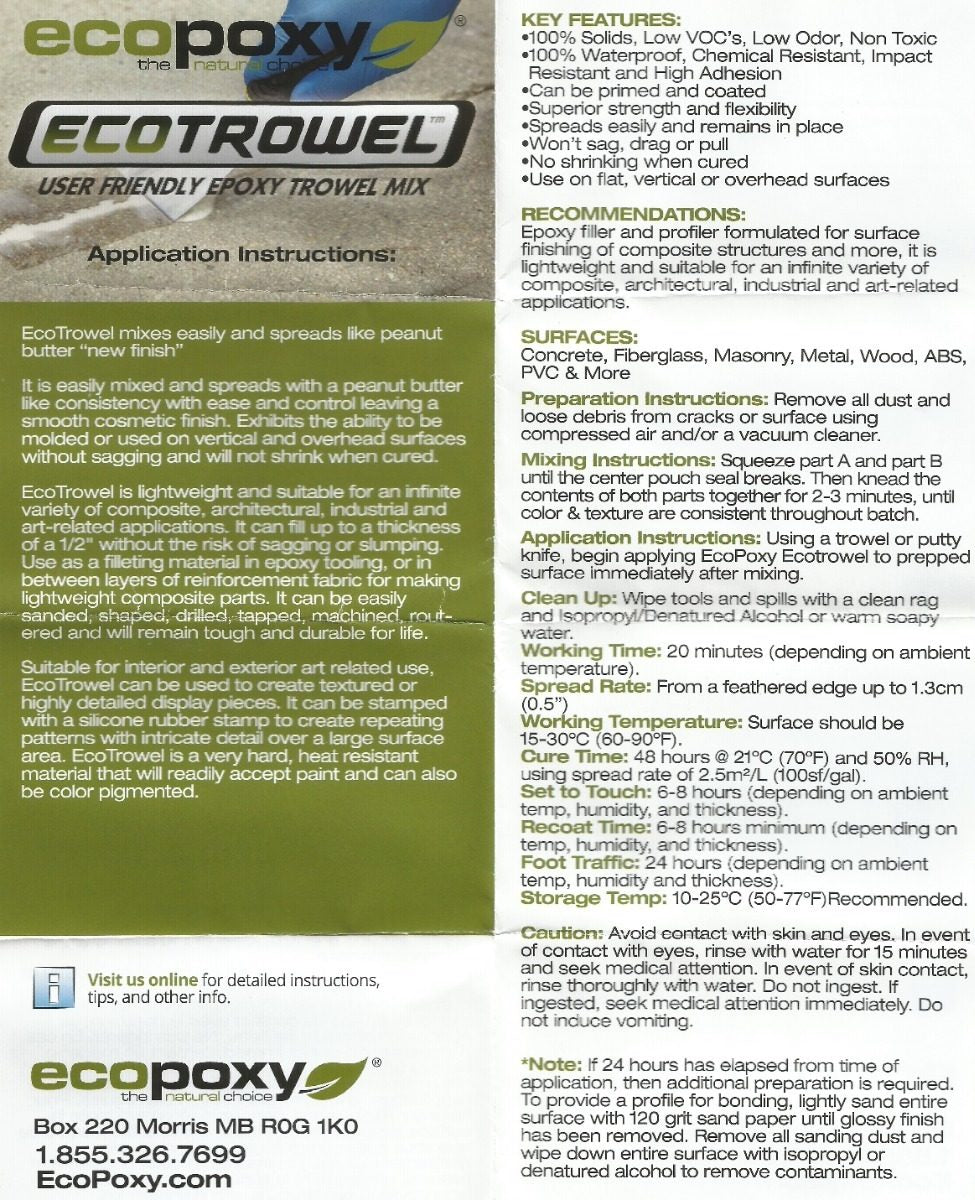 Ecotrowel - Kit Epóxico Resanador Superficies 100g - Ecopoxy