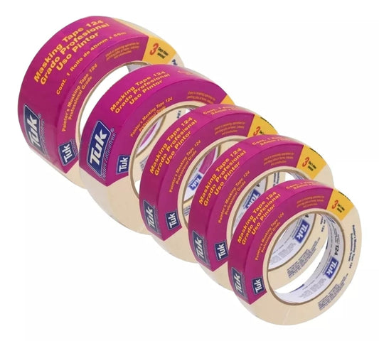 Pack 5 Cintas Masking Tape (surtidas) - Tuk 124 Profesional